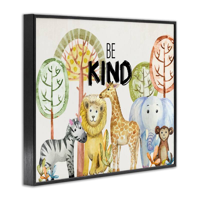 Stupell Be Kind Jungle Animals Framed Giclee Art Design By Kim Allen