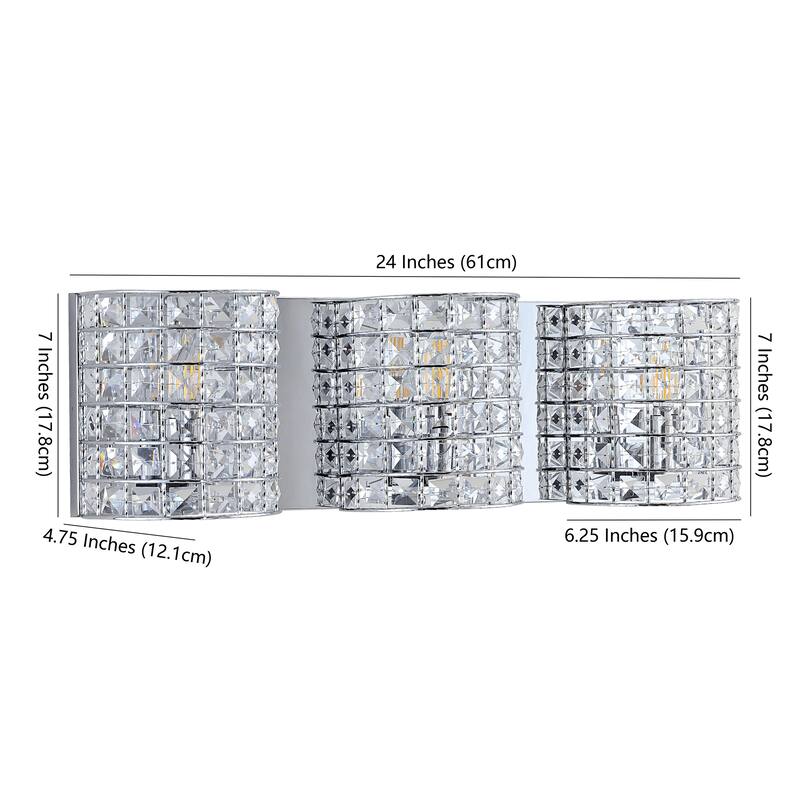 Jayne Deco 3-Light Metal/Crystal Classic Glam LED Vanity Light, by JONATHAN Y