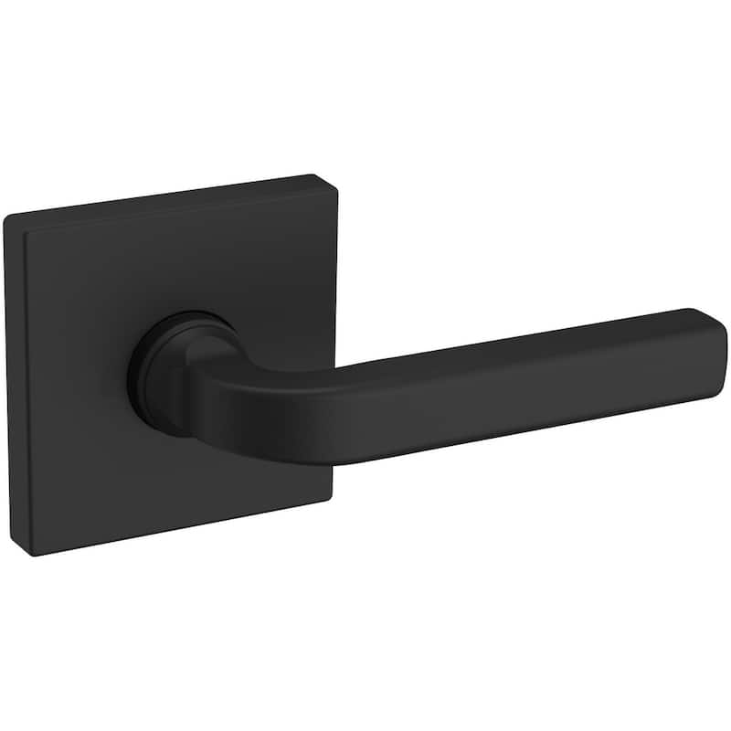 Baldwin 5190 Series Passage Door Lever Set with Square Rose from the - Satin Black