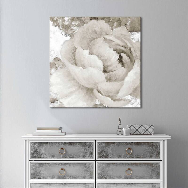 "Light Grey Flowers II" Print on Canvas