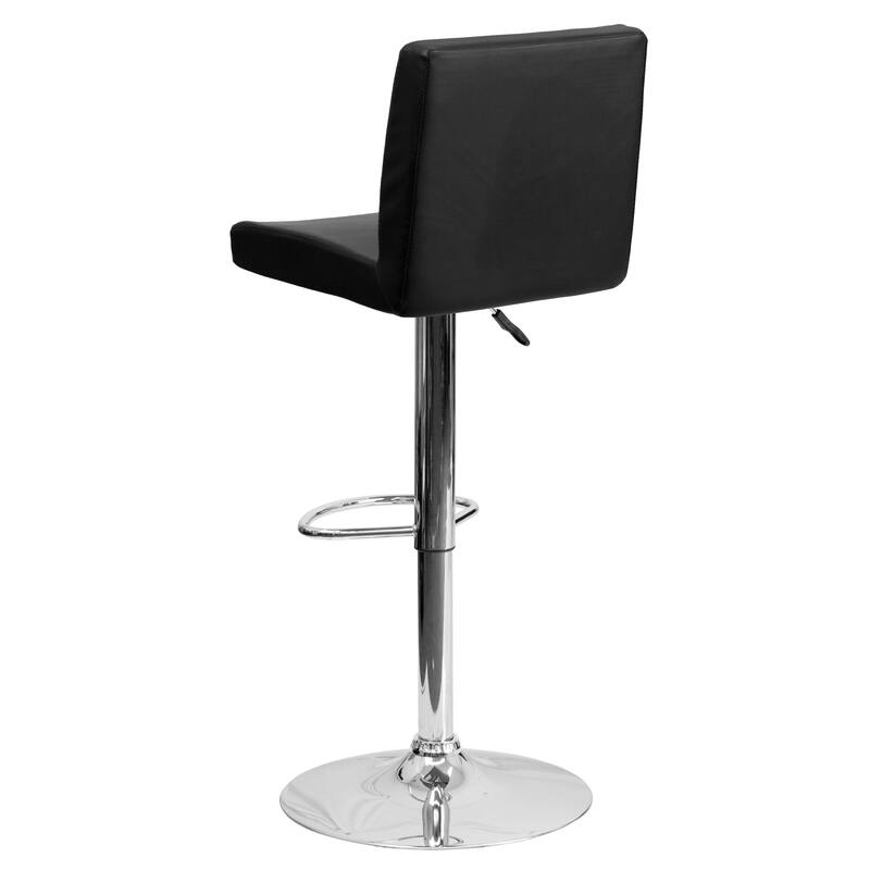 2 Pack Contemporary Adjustable Height Barstool with Panel Back and Chrome Base