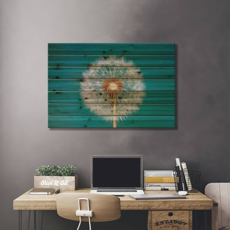Dandelion Print On Wood by Bess Hamiti - Multi-Color