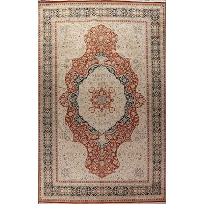 Wool/ Silk Vegetable Dye Tabriz Haj Jalili Large Area Rug Hand-knotted - 12'2" x 18'3"
