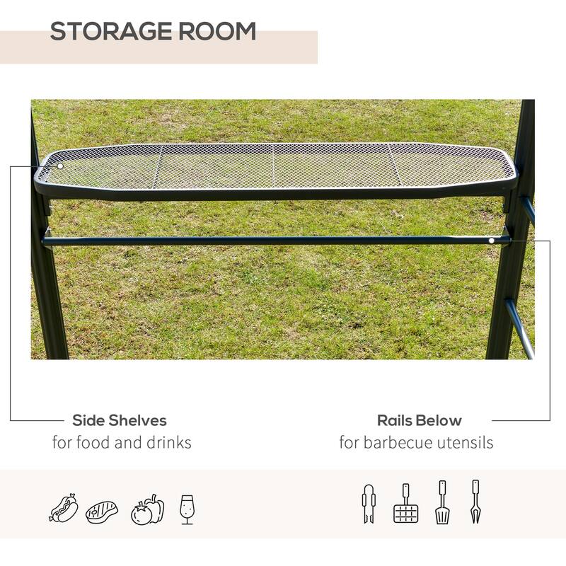 Outsunny 8' x 5' Grill Gazebo Outdoor BBQ Gazebo Canopy with Side Shelves Great Ventilation PC Board