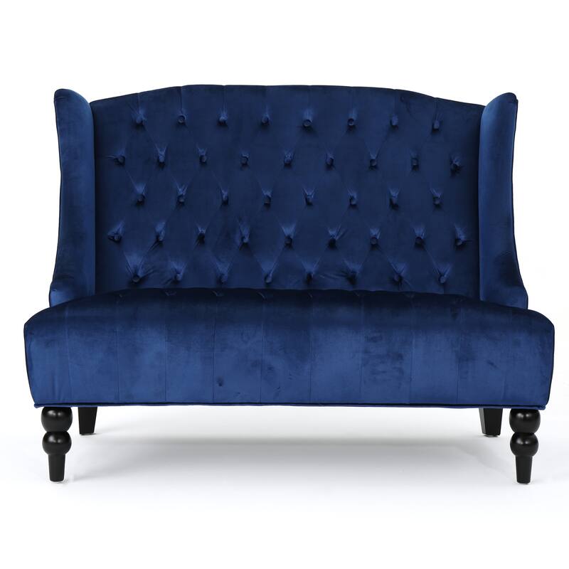 Leora Modern Glam Tufted Velvet Wingback Loveseat by Christopher Knight Home