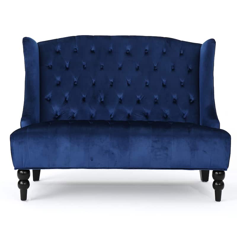 Velvet Button Tufted High Wingback Loveseat Sofa