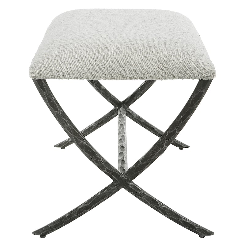 Cushioned Shearling Top Small Bench - 24" - Gray and Black
