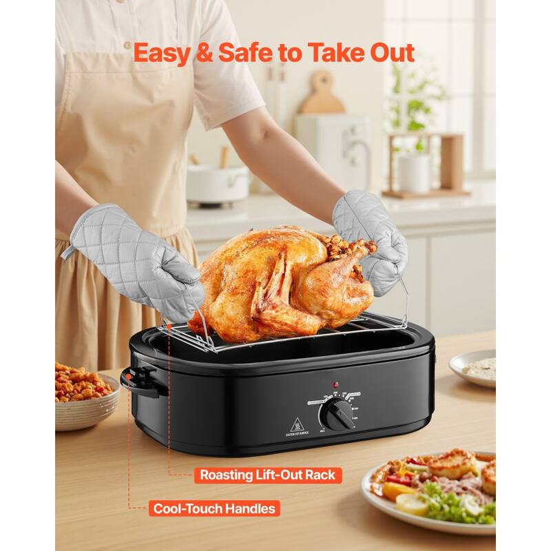 Black 18QT Electric Roaster Oven with Self-Basting Lid and Rack - 23.31 x 15.67 x 11.22 inch