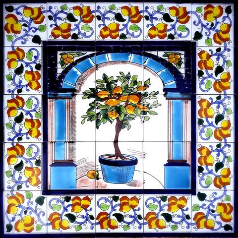 30in x 30in Kitchen Backsplash Design 25pc Tile Ceramic Wall Mural