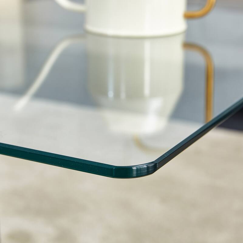 47.2" Modern Rectangular Coffee Table with Tempered Glass Tabletop and MDF Legs