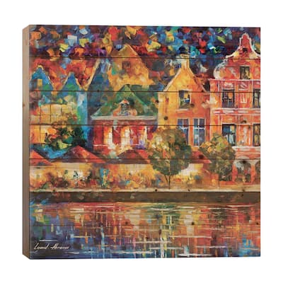 Amsterdam Of My Dreams Print On Wood by Leonid Afremov - Multi-Color
