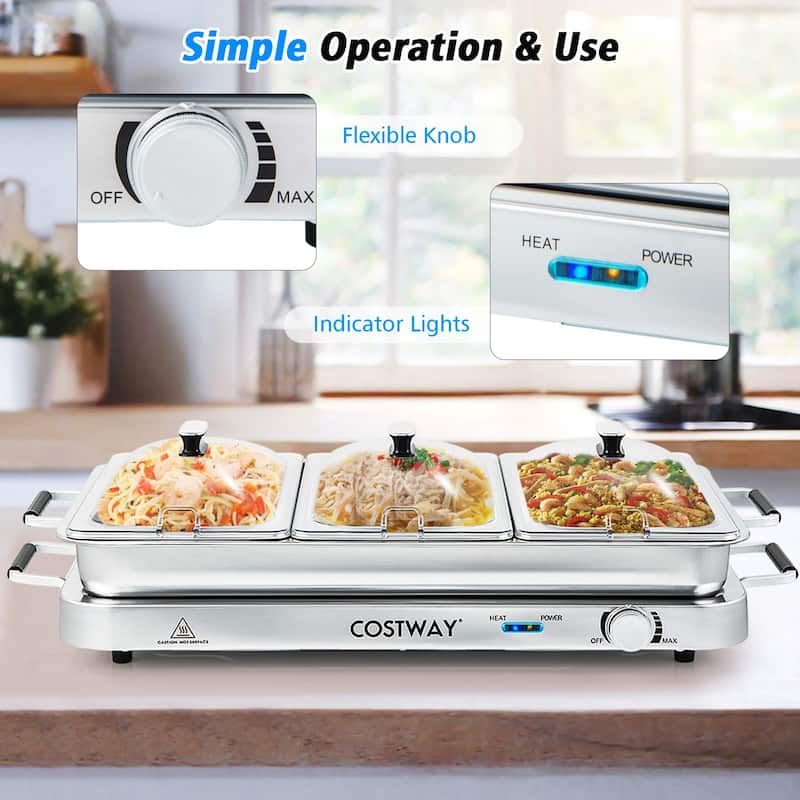 Costway Food Warmer Buffet Server 450W Stainless Steel Electric - See Details