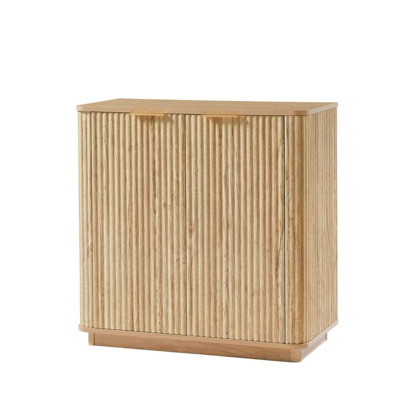 Buffet Cabinet with Wavy Grain Panel, Freestanding Wooden Storage Cabinet, Entryway Table with Adjustable Shelves