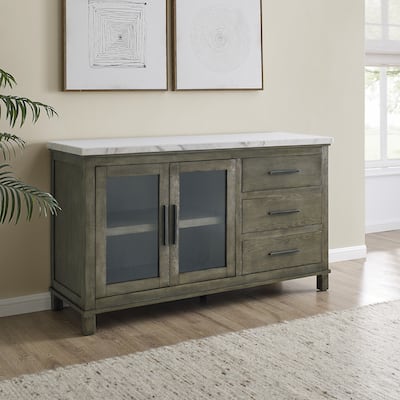 Grayson - White Marble Top Server - Dark Brown