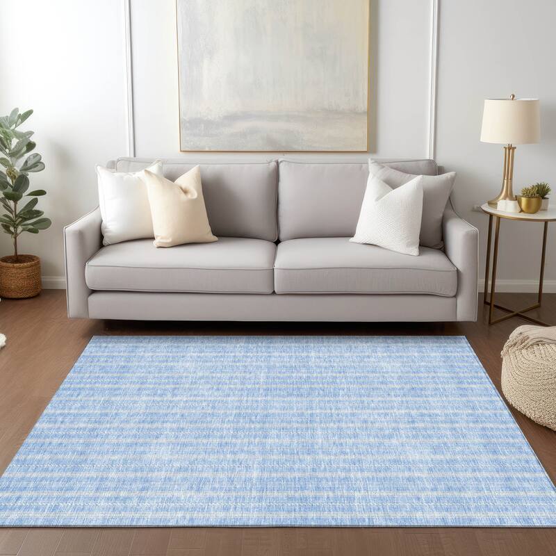Machine Washable Indoor/ Outdoor Chantille Stripe Twist Rug