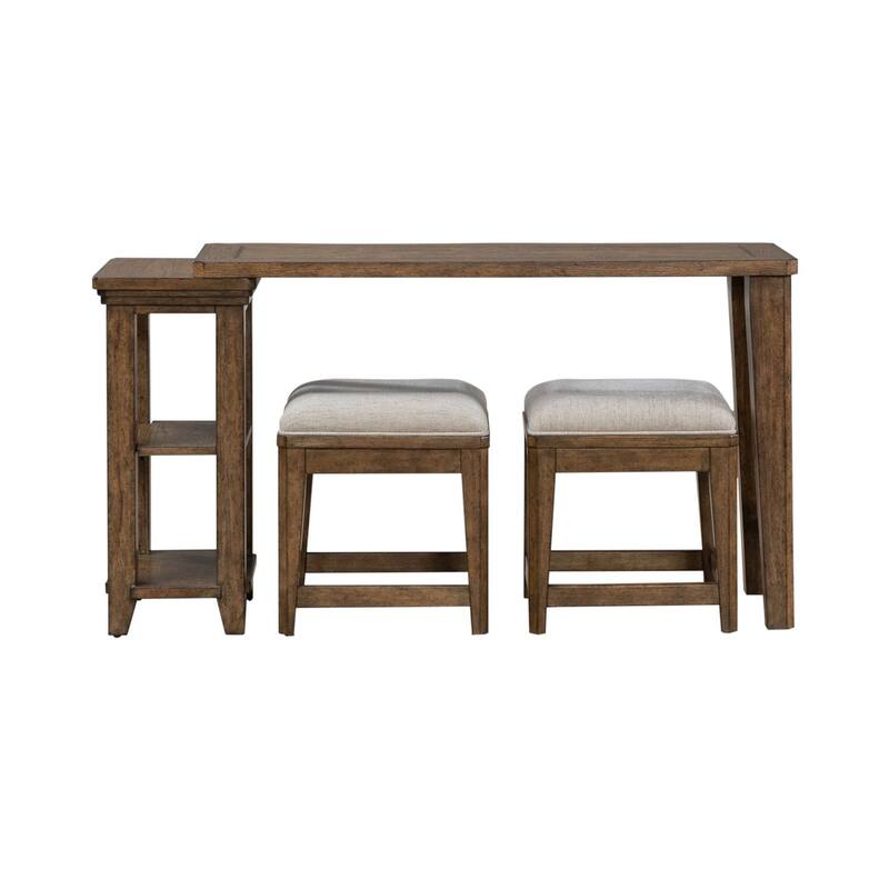 Liberty Furniture Carolina Park Console Table, Optional 2 Upholstered Stools