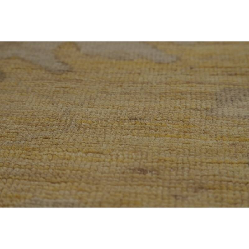 Vegetable Dye Oushak Turkish Area Rug Handmade Yellow Wool Carpet - 8'3" x 9'10"