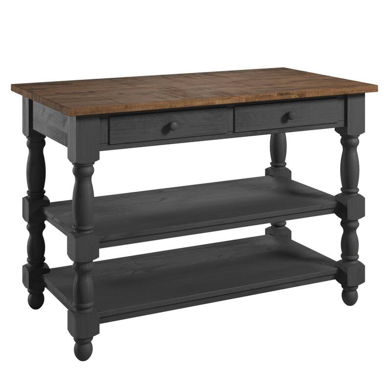 Wood Kitchen Island 2 Drawers 2 Shelf | Furniture Dash - Black