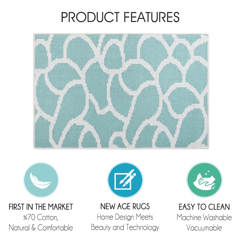 Sussexhome Heavy Duty Ultra Thin Non Slip Washable Cotton Indoor Rug - 2' x 3'