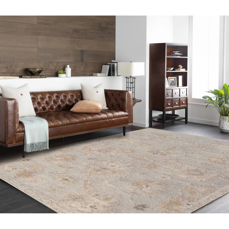 Pasargad Home Oushak Hand-Knotted Silver/Multi Wool Area Rug - 2' 9'' X 11' 0''