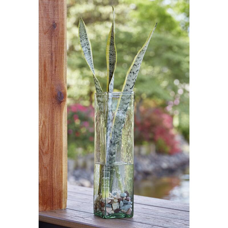 Signature Design by Ashley Taylow Green/Clear Vase (Set of 3) - 4.25" W x 4.25" D x 15" H