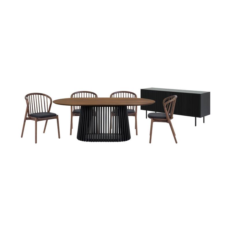 Pasadena Echo 6 Piece Oval Dining Set with Buffet