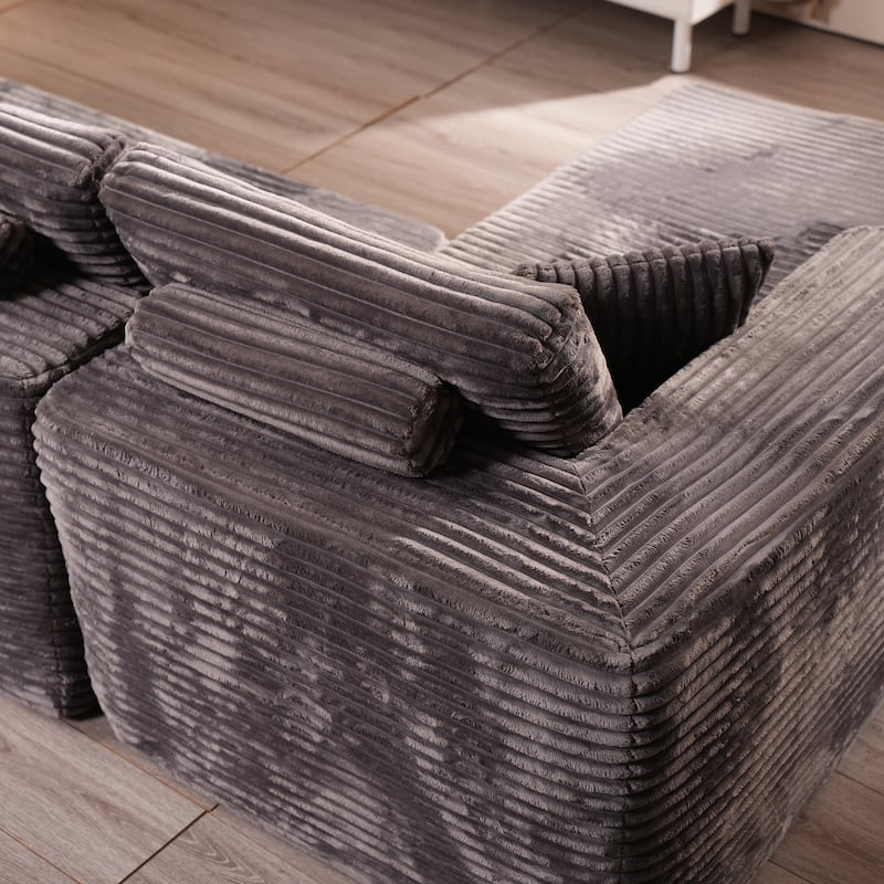 XIZZI Modern Plush Sectional Chaise Couch with Bean Bag Chair