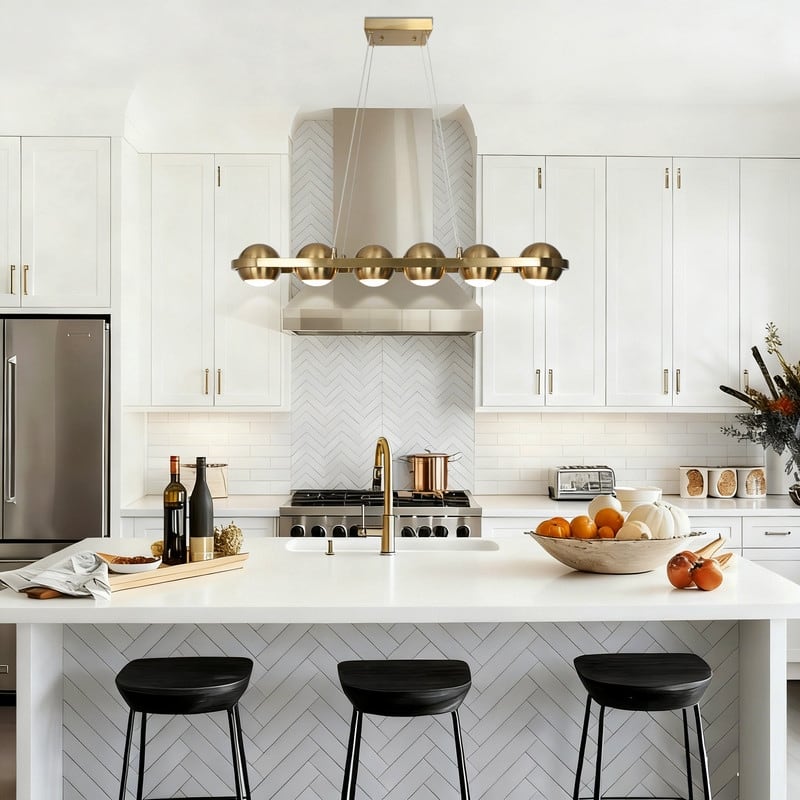 Modern 6-Light LED Gold Chandelier Linear Island Lights for Dining Room - 29.5" L x 4" H