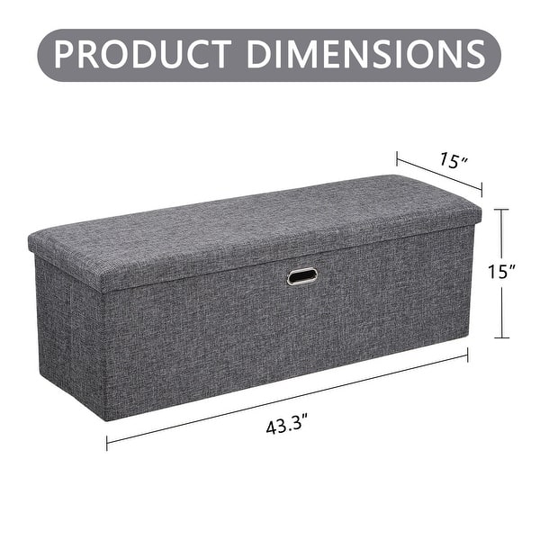 dimension image slide 5 of 6, 15" Tall Foldable Storage Ottoman Lift-Top Lid & Carry Handle Multi Functional Footrest Shoe Bench Coffee Table for Living Room