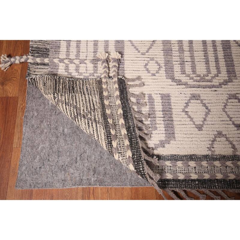 Modern Geometric Moroccan Large Area Rug Hand-Knotted Wool Carpet - 10'0"x 17'11"