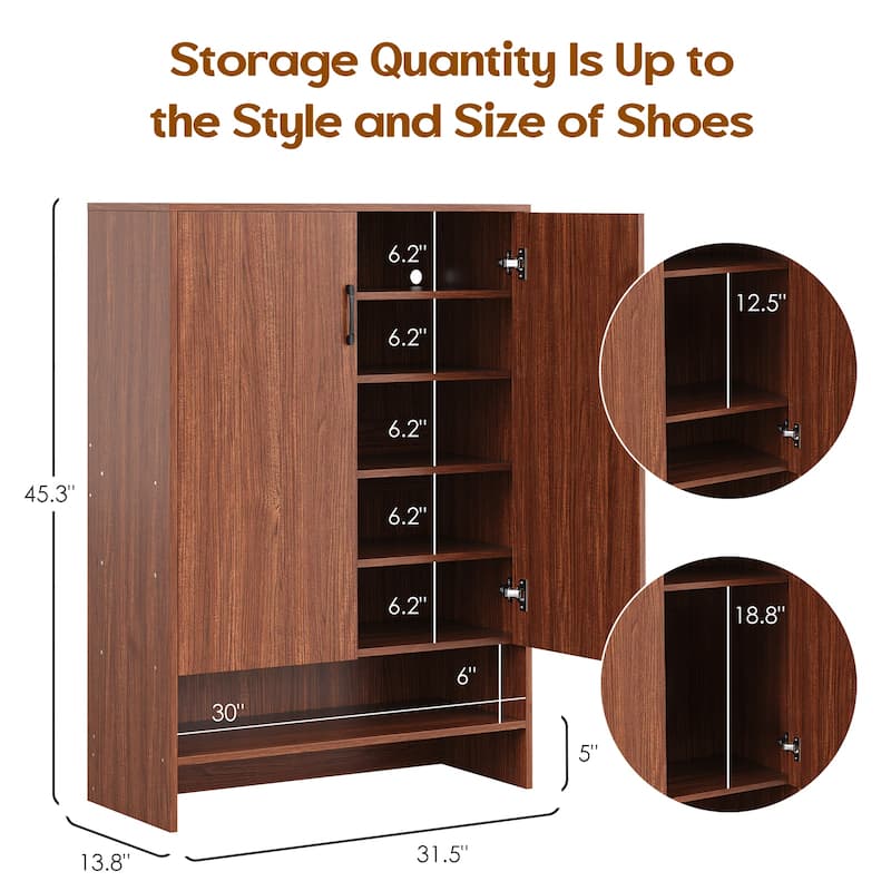 Shoe Cabinet with Doors, 7 Tier 28 Pairs Shoe Cabinet Storage for Entryway, Hidden Narrow Shoe Cabinets