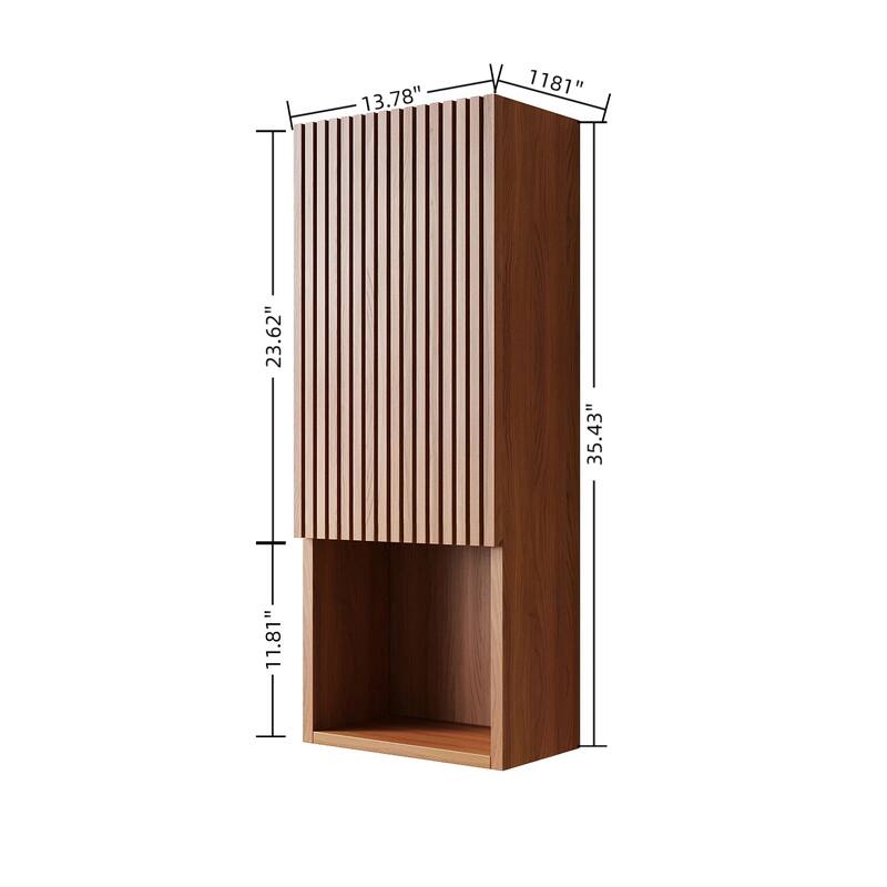 35" Tall Bathroom Wall Mounted Cabinet, Narrow Storage Cabinet with Door and Shelves, Suitable for Small Spaces