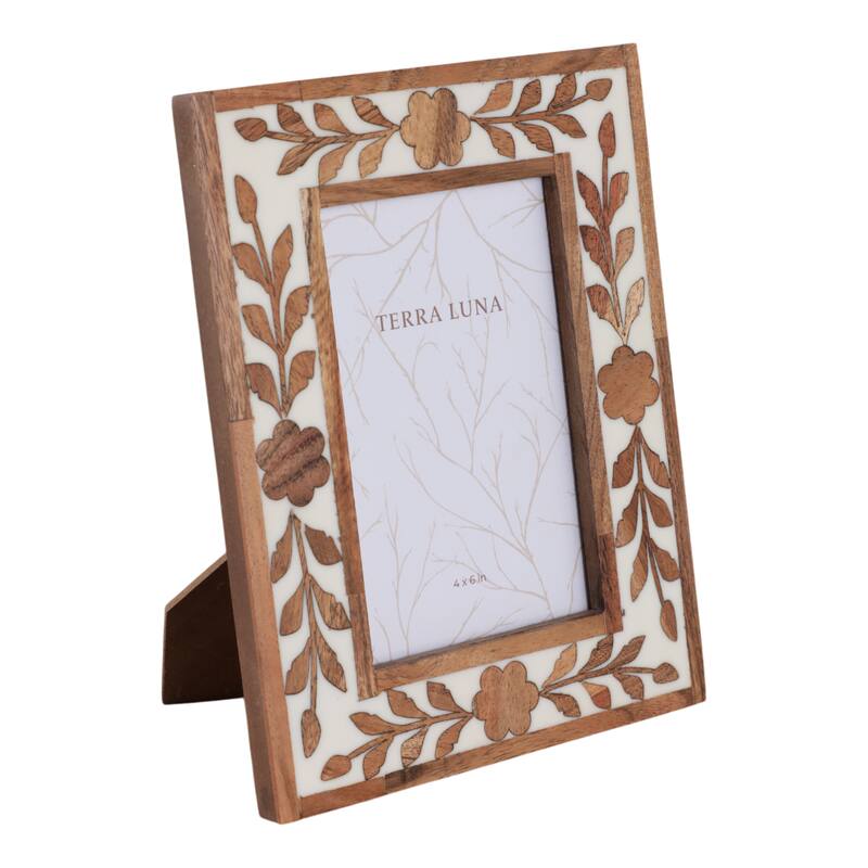 Wood Glass Decorative Photo Frame Handcrafted Boho for Home Display