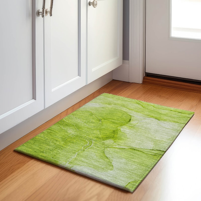 Premium Washable Super Soft Modern Glam Mayfield Rug - Green - 1' 8" x 2' 6" - Rectangle