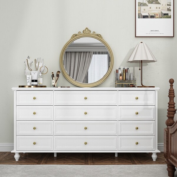 12 Drawer Closet 63'' W Dresser White Chest Srorage Cabinet
