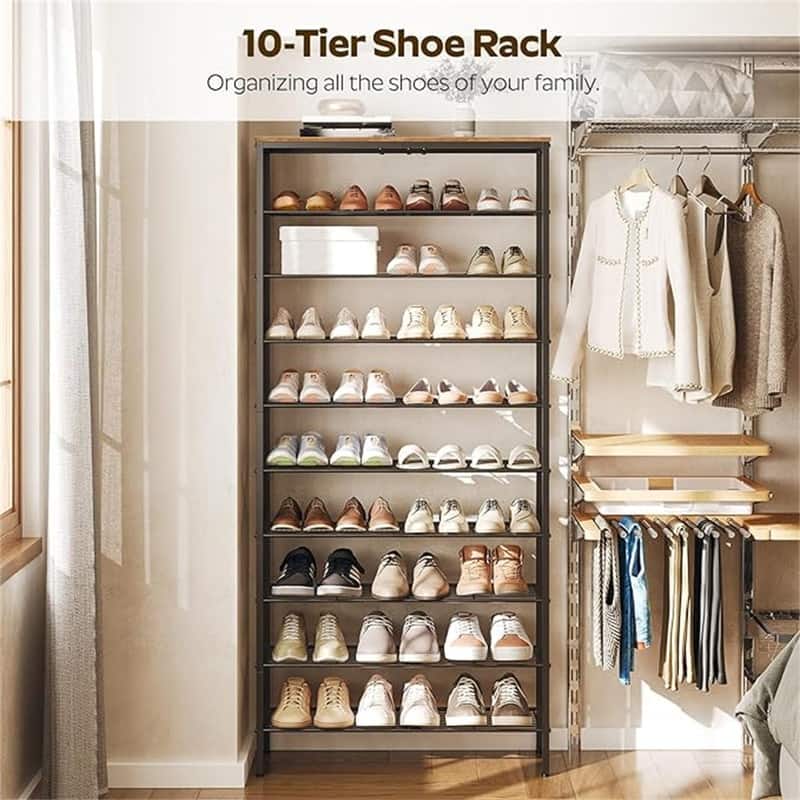 10 Tier Shoe Rack - 10.8"D x 27.8"W x 65.7"H