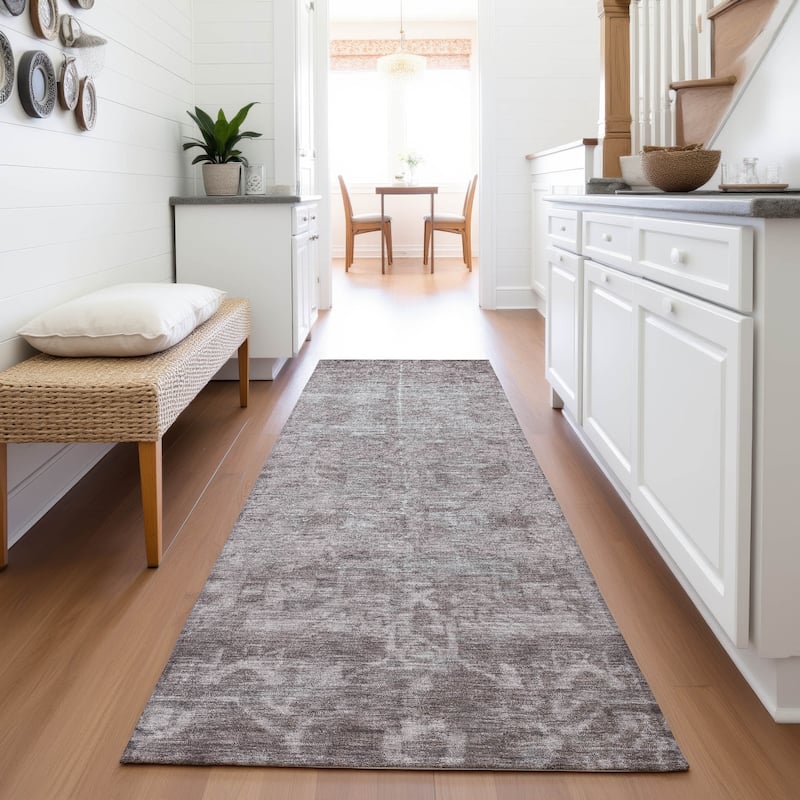 Premium Washable Super Soft Vintage Traditional Mayfield Rug - Mocha - 2'3" x 7'6"