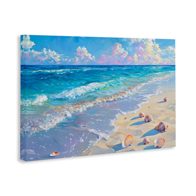 Stupell Seashells Along Sea Shore Canvas Wall Art Design By LSR Design Studio