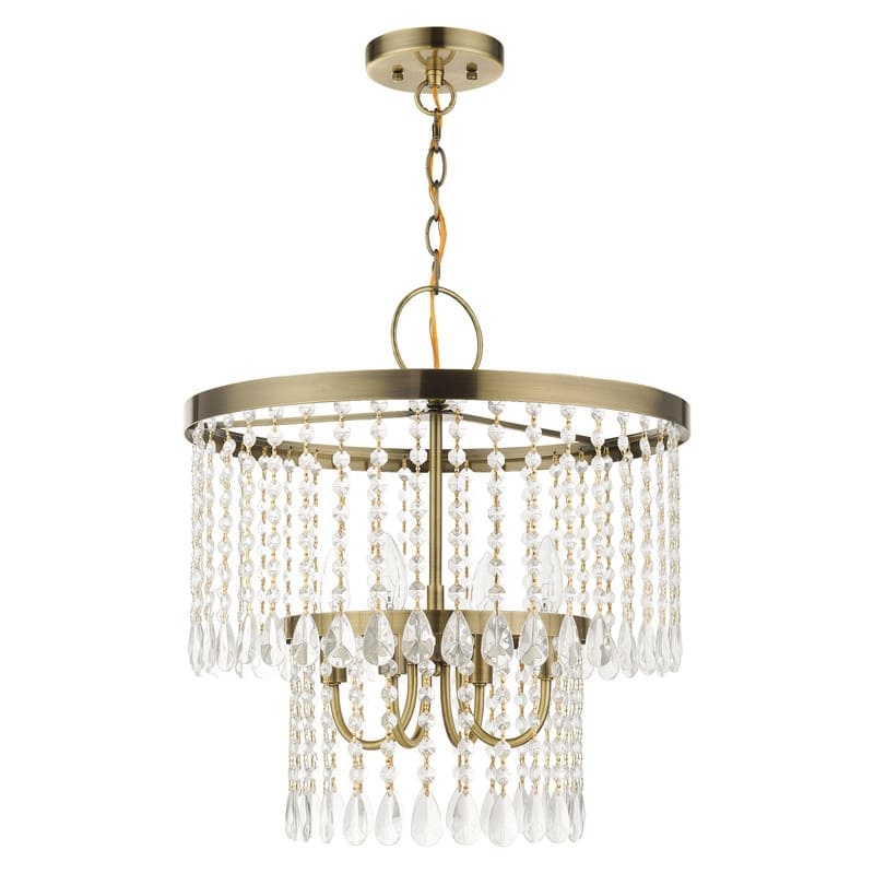 Livex Lighting 4-light Antique Brass Pendant Chandelier, 51064-01 - 18"DIA 19.5"H