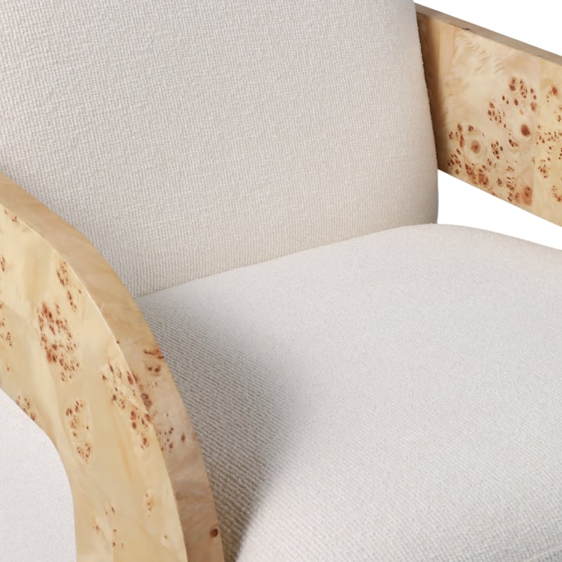 Accent Chair Wood Non-Woven Fabric Rubber Wood Modern Style for Home Office Bedroom Living Room - 33" Ivory & Beige