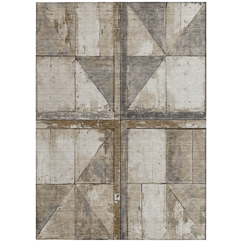 HomeRoots Geometric Transitional Rectangle Outdoor Rug