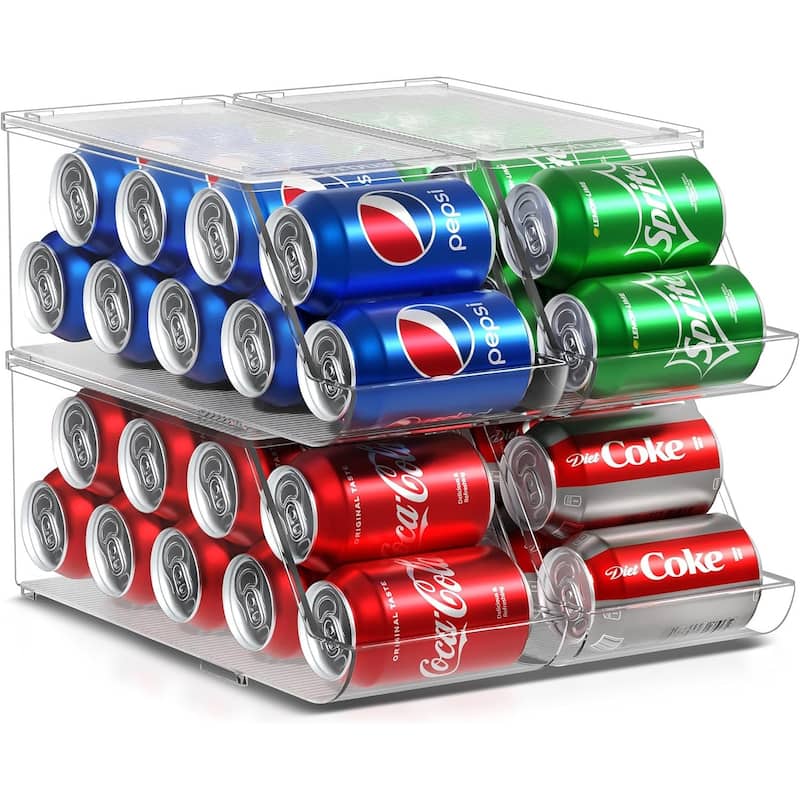 Fridge Bins Soda Can Organizer with Lid - 4PK - Clear