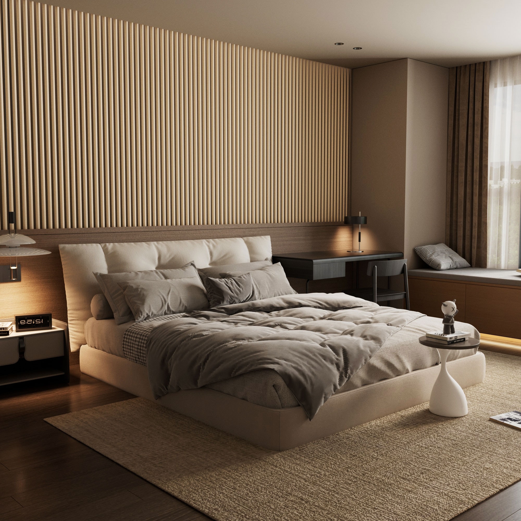 93.5" x 7.9" Half Round Slat Acoustic Wall Panels for Ceiling and Wall Decor, 4-Pack (21 sq ft)