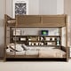 preview thumbnail 15 of 50, Twin XL over Queen/Full XL over Queen Bunk Bed with Storage Cabinets and USB Ports, Solid Wood Bunk Bedframe w/ Storage Shelves