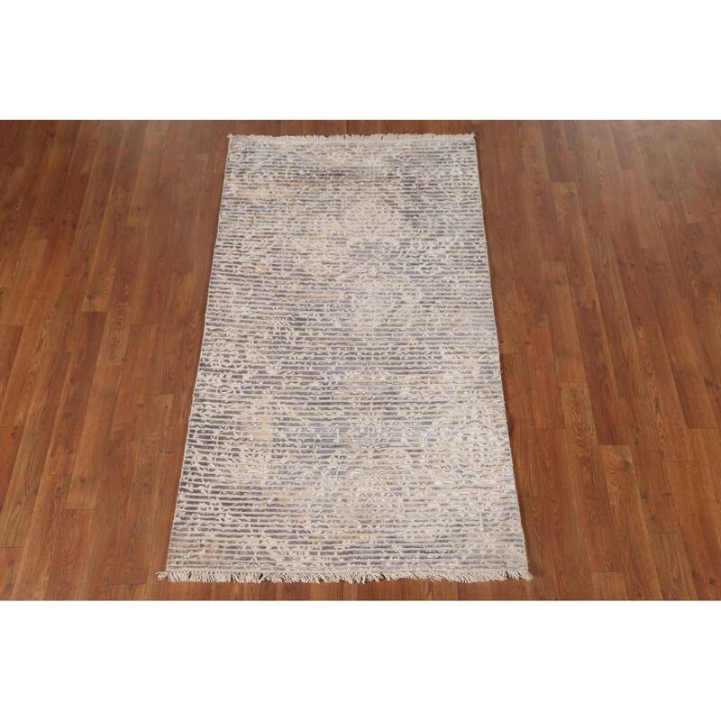 Abstract Modern Indian Accent Rug Handmade Wool Carpet - 2'11"x 5'1"