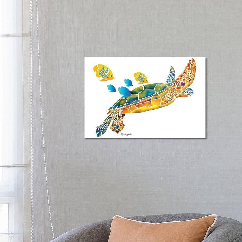 iCanvas "Sea Turtle With Fish" by Jo Lynch Canvas Print - 18x26x1.5