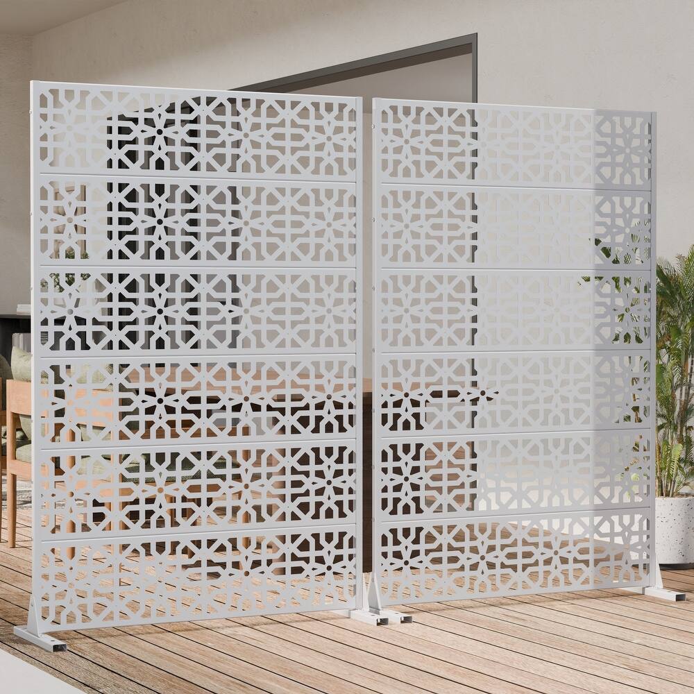 Rectangle Outdoor Privacy Screens Metal Screen Fence Panel Set of 2
