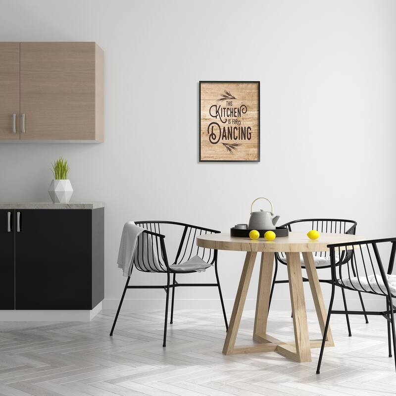 Stupell This Kitchen Is For Dancing Distressed Wood Typography Framed Giclee Texturized Art - Multi-Color
