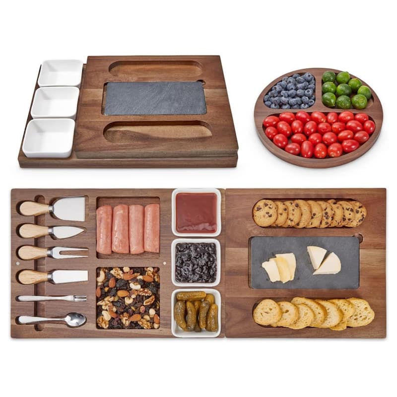 19-Piece Wood Cheese Board Set - 19-Piece