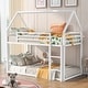 preview thumbnail 2 of 12, Elegant Style and House Metal Bunk Bed with Sturdy Frame, Built-in Ladder and Slide, Twin over Twin, White